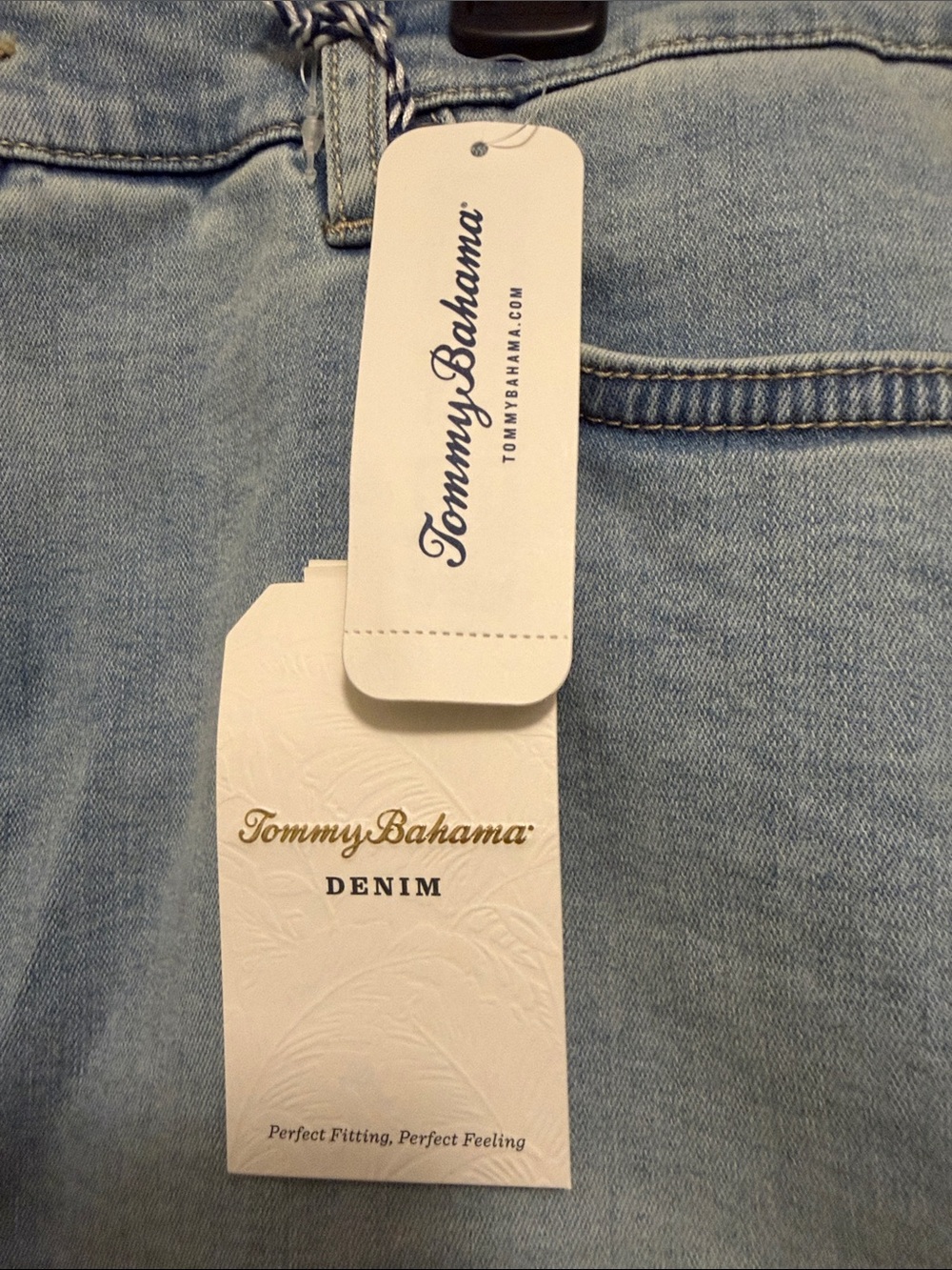 Tommy Bahama Light Blue Denim Mini Skirt with Frayed Hem - Picture 2 of 8